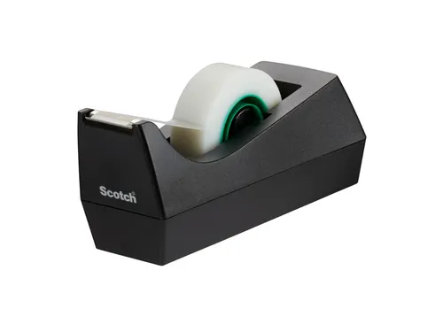 Plakbandhouder Scotch C38 recycled zwart + 3rol magic tape 900 19mmx33