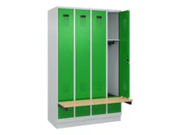 locker met bank,HxBxD 1950x1200x815mm,4vak,vak B 300mm,cilinderslot