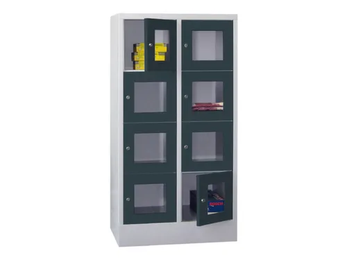 lockerkast,HxBxD 1518x800x500mm,2x4vakken,RAL7035,front RAL7016