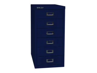 kantoor-ladekast HxBxD 590x278x380mm 6 laden romp oxfordblauw staal - 1