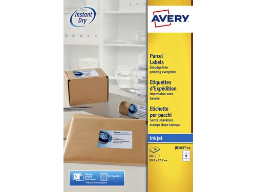Etiket Avery J8165-10 99.1x67.7mm Inkjet Wit 80 stuks