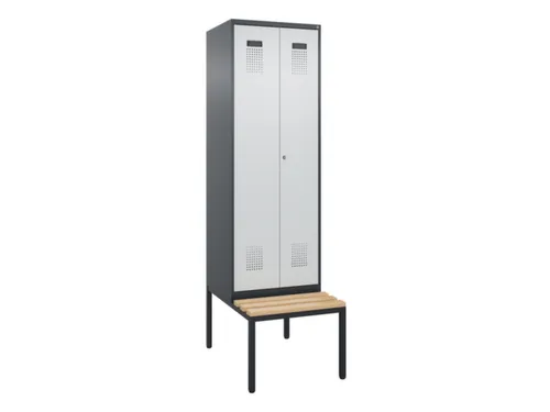 locker met bank,voor scheiding van kleding,HxBxD 2120x600x815mm,2vak
