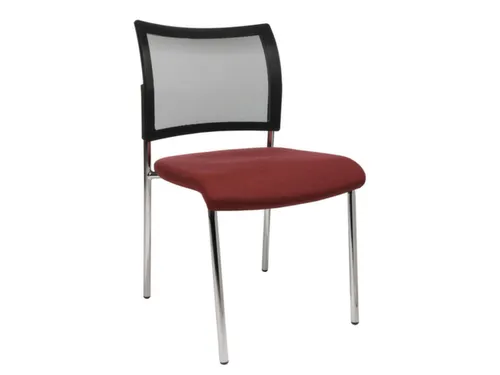 Bezoekersstoel Zitting Bordeauxrood Stof Rug Netbekleding Zwart