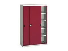 werkplaatskast 2000x1300x550mm 4xStalen bodem RAL7035 front RAL3004