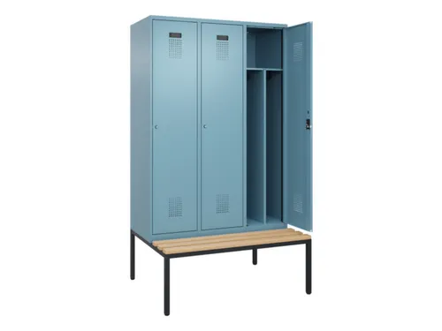 locker met bank,voor scheiding van kleding,HxBxD 2120x1200x815mm,3vak