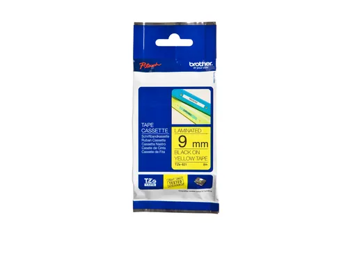 Labeltape Brother P-touch TZe-621 standaard 9mm zwart op geel