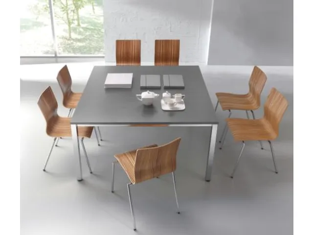 Table de conférence carré 740x1400x1400mm MS-gris 4 Pieds chromé
