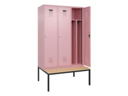 locker met bank,voor scheiding van kleding,HxBxD 2120x1200x815mm,3vak