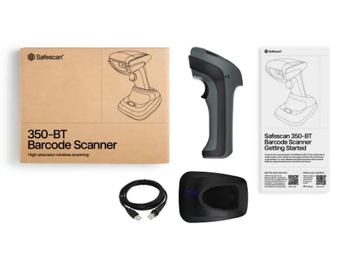 Safescan 350-BT Draadloze Barcodescanner met oplaadstation USB-A