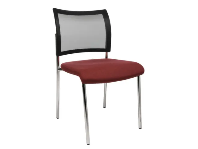 Siège visiteur Assise tissu bordeaux Dossier maille Noir