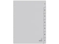 Tabblad ECO Kangaro A4 cijfers 180 grams grijs karton 4-gaats 7delig