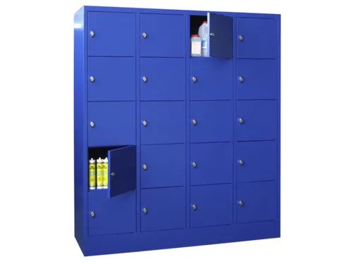 lockerkast,HxBxD 1850x1600x500mm,4x5vakken,RAL7035,front RAL3000