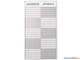 In-uit Bord 20 Namen Aluminium Aan/afwezigheidsbord Wit
