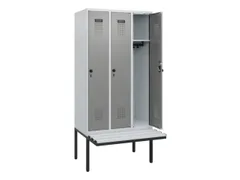 locker met bank,HxBxD 1950x900x815mm,3vak,vak B 300mm,draaigrendel