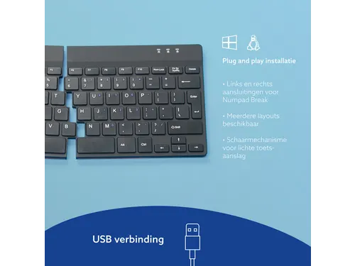 Split Break V2 ergonomisch toetsenbord Azerty BE Zwart bedraad