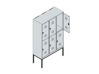 dubbeldekse locker,HxBxD 2120x1200x500mm,3x2vak.,vak B 400mm,cil.-slot - 3