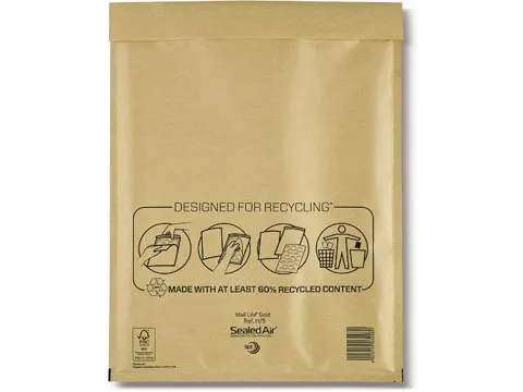 luchtkussenenveloppen, goud, H/5, 270 x 360 mm, doos van 50 stuks