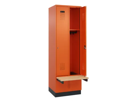 locker met bank,HxBxD 1950x600x815mm,2vak,vak B 300mm,cilinderslot