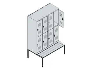 Dubbeldekse dekenkist,HxBxD 1950x1200x815mm,4x2vak.,vak B 300mm - 3