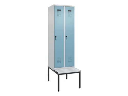 locker met bank,voor scheiding van kleding,HxBxD 2120x600x815mm,2vak