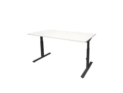 Bureau Linesto Plus Hoogte instelbaar 200x80cm Krijtwit, T-poot Zwart