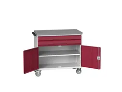gereedschapswagen 980x1050x600mm linoleum 2 laden+kast RAL7035+RAL3004