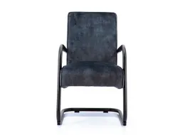 Luxe Vergaderstoel Dunton Antraciet Velours Zwart Sledeframe
