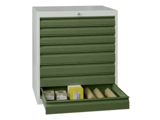 ladekast HxBxD 800x715x600mm 8laden slot RAL7035 front RAL6011 - 2