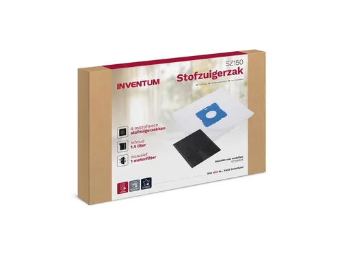 Stofzuigerzak Inventum 1.5l set van 4 zakken + motorfilter