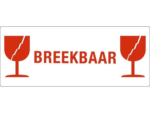 Waarschuwingsetiket breekbaar/glas 150mmx60mm 500 stuks