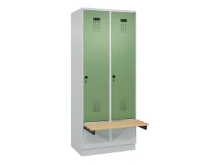 locker met bank,HxBxD 1950x800x815mm,2vak,vak B 400mm,draaigrendel - 2