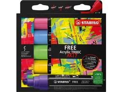 STABILO free acrylmarker T800 Seaside Assorti 5 Stuks