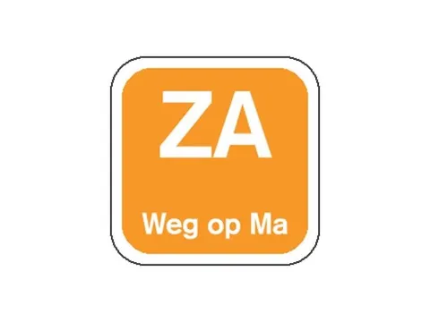 Label ZA weg op MA Oranje Afwasbaar doos 1.000st