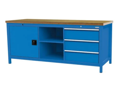 werkbank,HxBxD 860x2000x750mm,onderstel RAL5012,fronten RAL5012