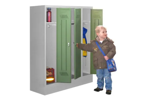 lockerkast v. kinderen,HxBxD 1300x1030x300mm,RAL7035,front RAL6011