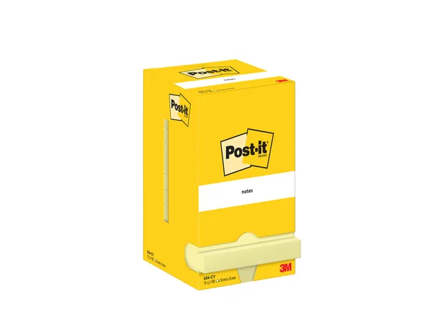 Memoblok Post-it 654 76x76mm geel 12 stuks