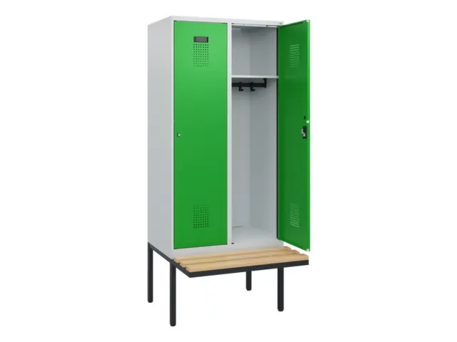 locker met bank,HxBxD 1950x800x815mm,2vak,vak B 400mm,cilinderslot