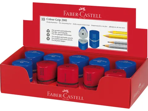 puntenslijper Faber-Castell GRIP 2001 Trio assorti display a 10 stuks