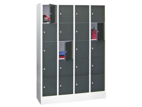 lockerkast,HxBxD 1850x1200x500mm,4x5vakken,RAL7035,front RAL7035