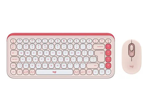 Clavier + souris Bluetooth Logitech POP Icon QWERTY US rose/blanc