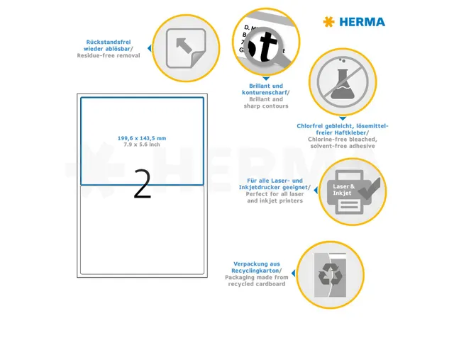HERMA 10314 Verwijderbare etiketten A4 199,6x143,5mm Wit 200 stuks