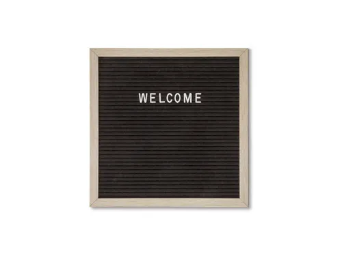 Letterbord Zwart 30x30cm licht houten frame