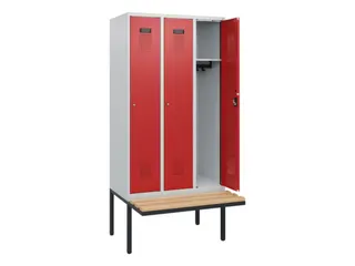 locker met bank,HxBxD 1950x900x815mm,3vak,vak B 300mm,cilinderslot - 1