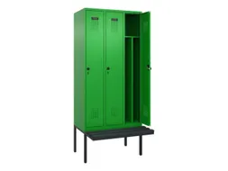 locker met bank,voor scheiding van kleding,HxBxD 2120x900x815mm,3vak