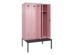locker met bank,voor scheiding van kleding,HxBxD 2120x1200x815mm,4vak