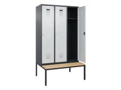 locker met bank,HxBxD 2120x1200x815mm,3vak,vak B 400mm,cilinderslot
