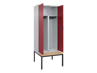PBM-locker met bank,HxBxD 2120x800x815mm,2vak,vak B 400mm,draaigrendel - 2