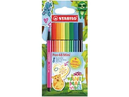 Viltstift STABILO Pen 68 Animal Vibes mini medium assorti 8 stuks