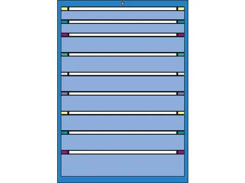 ladekast HxBxD 1400x605x695mm 9laden slot RAL7035 front RAL7035