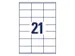 etiket Avery ILK 70x41mm 100 vel 21 etiketten per vel wit